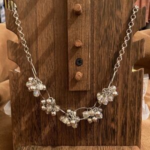 Elegant Silver Cluster Necklace